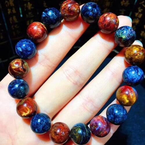 Genuine Natural Red Blue Pietersite Bracelet Fire Round Beads Bracelet 11mm Women Men Stretch From Namibia AAAAA