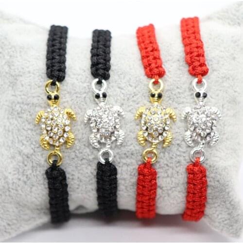 Sea Turtles Tortoise Charm Bracelet Red Cord Woven String Adjustable Bracelets Women Men Jewelry