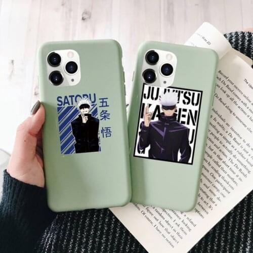 Jujutsu Kaisen Anime Cartoon Phone Case Green Candy Color for iPhone 11 12 mini pro XS MAX 8 7 6 6S Plus X SE 2020 XR
