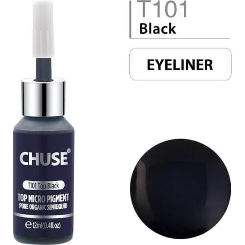 CHUSE T101 Top Black Microblading Micro Pigment Permanent Makeup Tattoo Ink Cosmetic Color Passed SGS DermaTest 12ml (0.4fl.oz)
