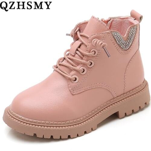 Childrens Fashion Short Boots Pink Cute Girls Shoes Rhinestones Optional Winter Plus Velvet The Same Cotton Shoes
