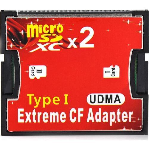 Dual Port Slot TF Micro SD SDHC to Extreme Type I Compact Flash CF Memory Card Reader Adapter Converter
