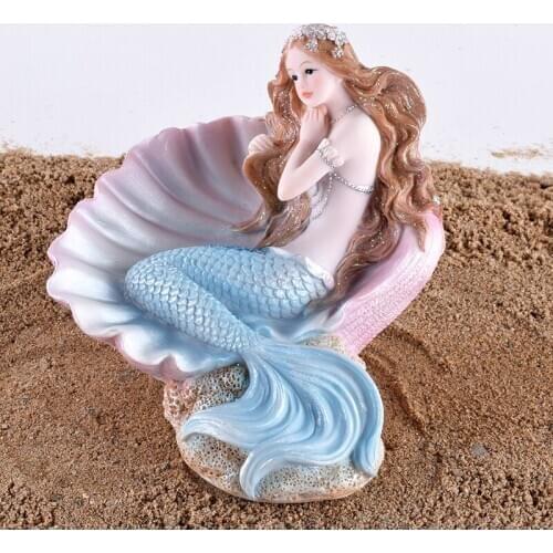 Creative Shell mermaid figurine resin Craft living room Gift girls fairy garden miniatures desk home decoration accessories