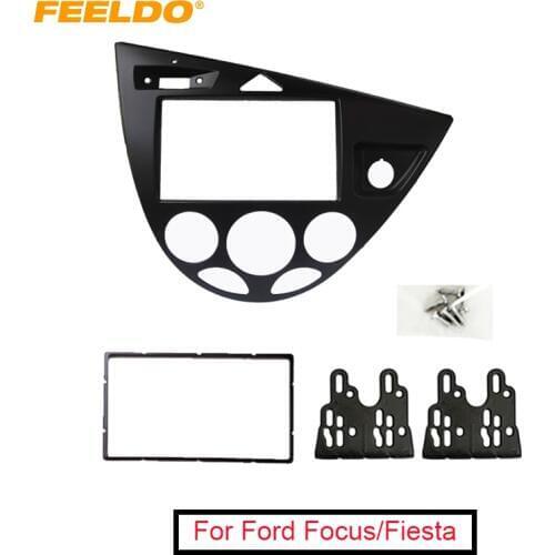 FEELDO Black Car 2DIN Stereo Panel Fascia Radio Refitting Dash Trim Kit For Ford Focus 98~04(RHD)/Fiesta 95~01(RHD) #FD2219
