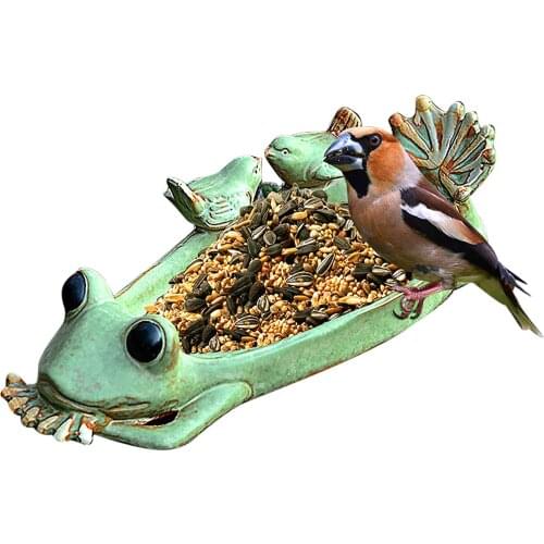 Frog Shaped Bird Feeder Bowl Ornaments Retro Fruit Plate Decoration Ceramic Bird Feeder Tray Succulent Flower Pot For Home Decor
