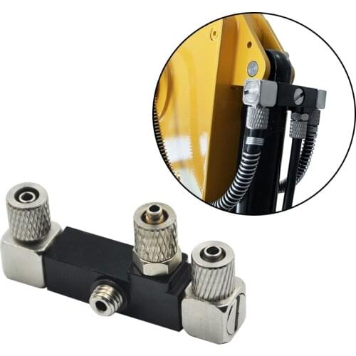 3 Channel CNC Metal Connector for Hydraulic Cylinder of 1/12 RC Excavator Bulldozer Car Parts