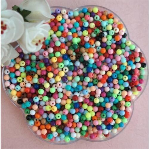 Meideheng Wholesale 3mm 4mm High-Quality Acrylic Solid Color Mini Beads Cheap Multicolored Beads For Needlework Jewelry Making
