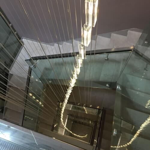 Duplex staircase chandeliers modern minimalist large chandelier creative personality rotating staircase lamp long chandeliers