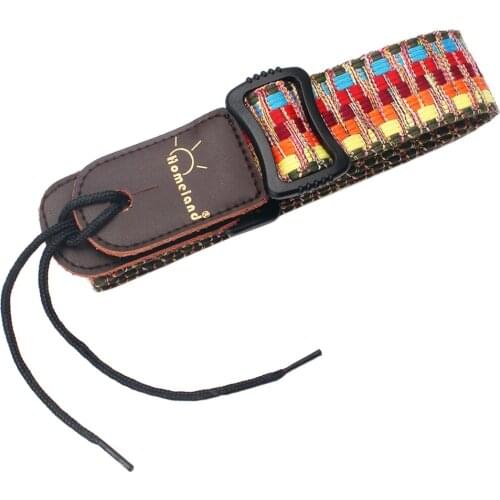 Stripy Style Leather Ends Guitar Bass Ukulele Strap Belt Finest