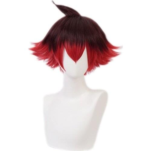 PROMARE Gueira Dark Red Mixed Color Short Cosplay Heat Resistant Synthetic Hair Carnival Halloween Party + Free Wig Cap