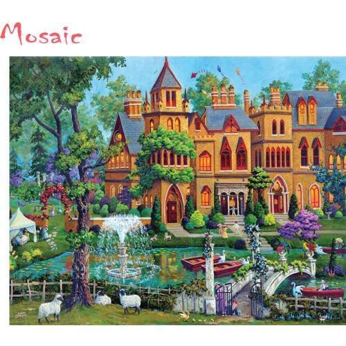 Sale Diamond embroidery garden villa diy 5d diamond painting mosaic Paintings crystals Picture of rhinestones Cross Stitch gift