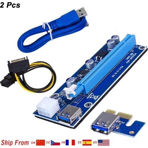 VER006C 60CM PCI-E Riser Card 006C PCI Express PCIE 1X to 16X Adapter USB 3.0 Cable SATA to 6Pin Power for Mining Miner