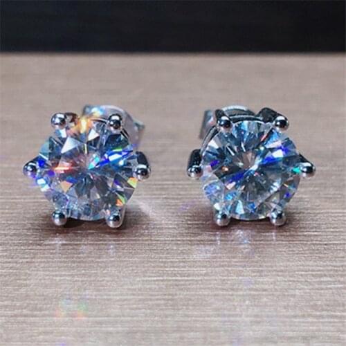 6MM Round Small Stone Earrings Vintage Fashion Silver Color Stud Earrings For Women Wedding Jewelry White Crystal Zircon Earring