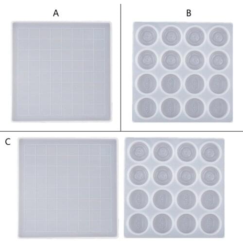 Handmade Chess Set and Checker Game Board Casting Mold International Checkers Toy Silicone Mould Epoxy Resin Craft Drop Ship