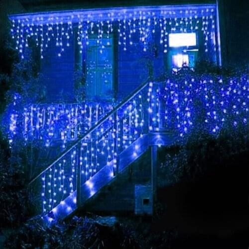 LED Blue Christmas String Lights Led Icicle Curtain Fairy String Light Fairy Light for Wedding Home Party Decoration EU/AU Plug