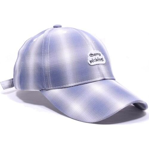 Breathable thin Womens’ Hat Summer Hat Hip-Hop Mens Baseball Cap Snapback Korean pop Lattice Letter Embroidery Cotton Sun Hat