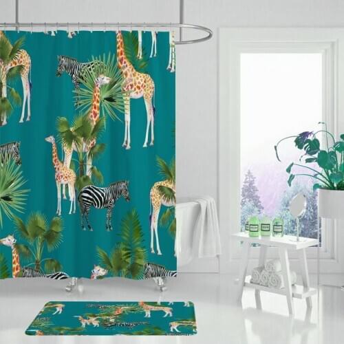 Bath shower curtain bathroom curtain flower bird curtain bathroom 2020 summer waterproof shower curtain