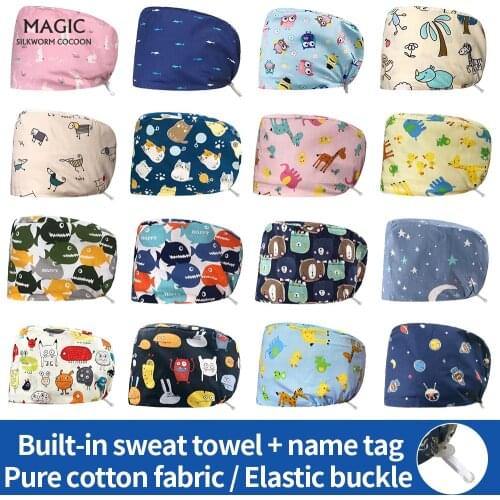 Womens Operating Room Working Hat Pharmacy Nursing Cap Pet Grooming Doctor Hat Unisex Surgicals Hat Animal Printing Medical Hat