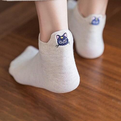 Q 3Pairs Fashion Socks Woman 2021 Summer Ankle Girl Cotton Color Novelty Women Cute Embroidered Casual Funny Sock Summer