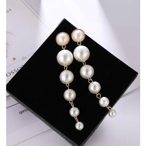 Fashion Jewelry Statement Pendant Earrings Vintage Gorgeous Wedding Earrings Elegant Pearl Long Earrings Women Luxury Earrings