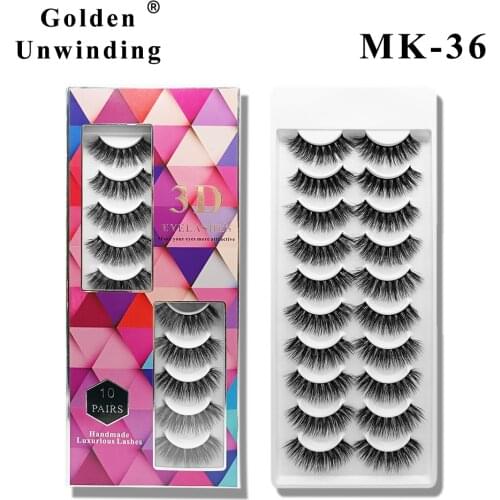10Pairs Bulk 3D Faux Mink Eyelashes Natural Thick Long False Eyelashes Dramatic Fake Lashes Makeup Extension Eyelashes