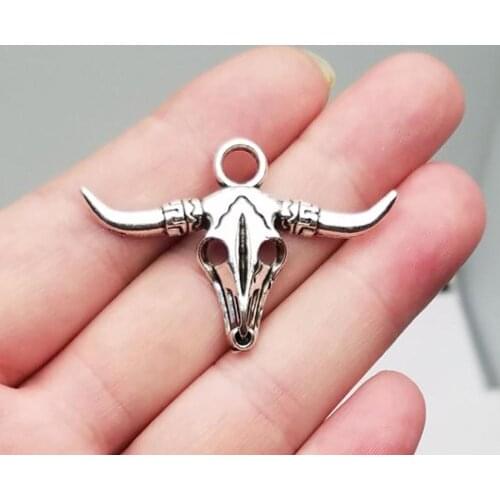 10pcs/lot--31x45mm, bull head cham,Antique silver plated skull bull head charms,DIY supplies,Jewelry accessories