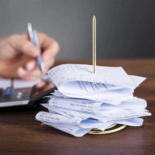 2 Pcs Golden Menu Summons Fork Invoice Document Notes Metal Needle Folder Storage Products for Office Home Kitchen (Golden)