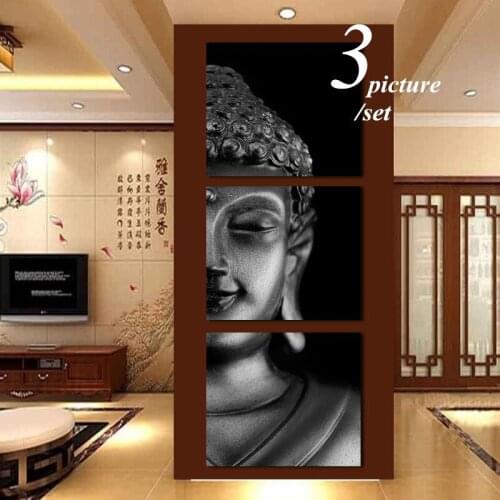 3pcs/set Modern Wall Pictures Abstract Buddha Head HD printed Canvas Art portrait religion Painting Wall Art for living room