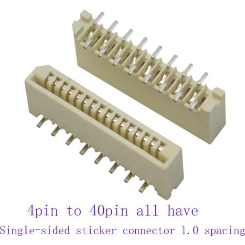 50Pcs FPC FFC 1mm 1.0mm Pitch 4 5 6 7 8 11 12 13 14 15 16 17 22 31 32 Pin Dual Contacts Straight DIP Ribbon Flat Connector