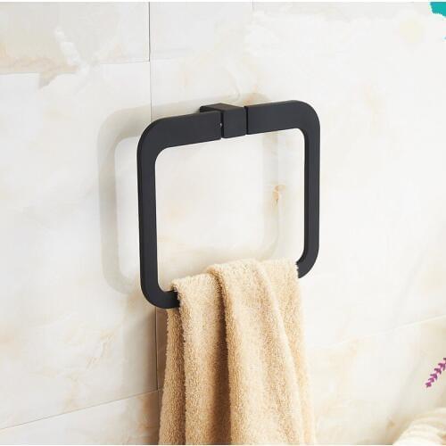 Bathroom Accessories Vitange Black Finish Square Towel Ring Holder & Towel Bar /Wall Mounted Stainless Steel Material