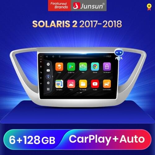 Junsun V3Pro Qualcomm Voice Control Android 10 Car Radio Multimedia Player For Solaris 2 20017-2018 CarPlay Auto 2Din
