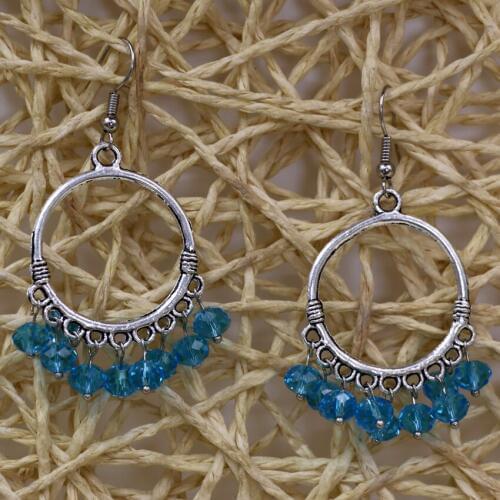 Free Shippping Exquisite Sky Blue Crystal Glass Abacus Beads Dangle Earrings for Women Eardrop New Fashion Diy Jewelry B2890