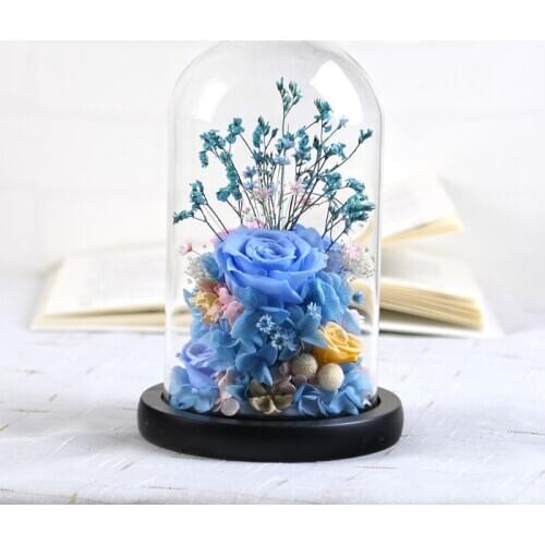 Free Shipping 9*15cm Black Base Transparent Glass Dome Vase Home Decoration Creative Cover DIY Wedding Friend Favor Gift