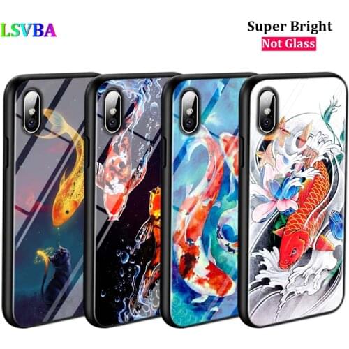 Black Cover Chinese Koi Fishes for iPhone 11 11Pro X XR XS Max for iPhone 8 7 6 6S Plus 5S 5 SE Glossy Phone Case
