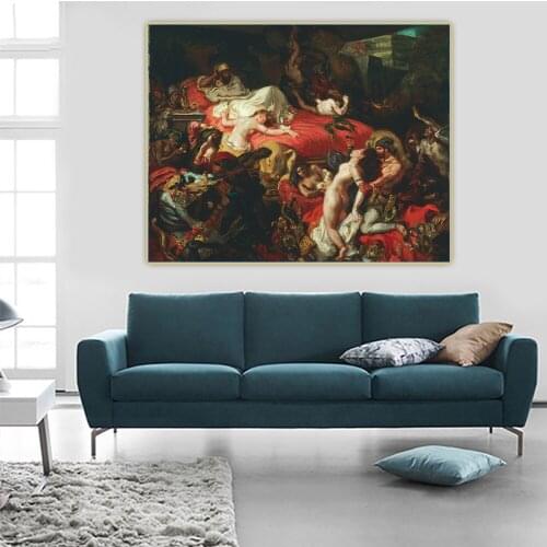 Citon Eugene Delacroix《The Death of Sardanapalus》Canvas Oil Painting Poster Picture Wall Background Decor Home Decoration