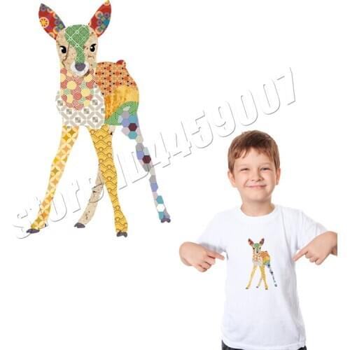 Colorful Deer Patches Diy Accessory Heat Transfer Badges Washable Clothing Deco Iron Patches T-Shirt Dresses Stickers
