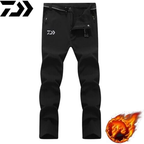 Daiwa Man Winter Fishing Waterproof Camping Trekking Fleece Outdoor Hiking Pants Climbing Skiing Softshell Trouser Travel 6XL