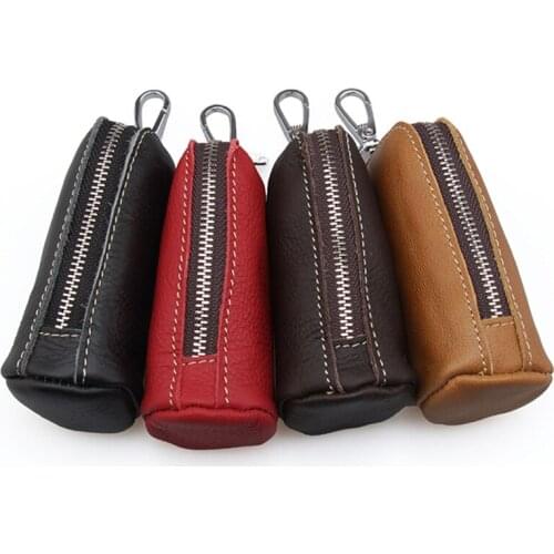 Genuine Leather Pull-style Car Key Holder Case Women Housekeeper Organizer Automobile Car Keys Hasp Holder Keychain