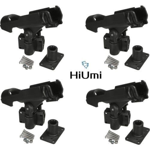 HiUmi 4 Pack Rest Adjustable Removable 360 degree Fishing Kayak Boat Rod Holder Support Tools Accessories Pole Bracket