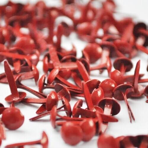 Happymems Metal Round Brads 500pcs/lot Red Brads Embellishments Scrapbooking Home Decor Paper Pins Fastener Craft