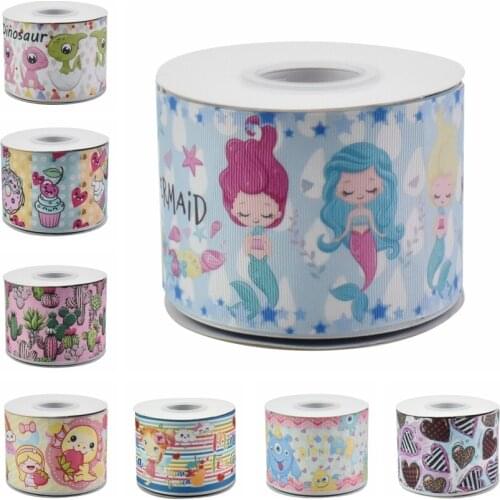 HSDCraft Free shipping 50 Yards/Roll HT Printed Grosgrain ribbon for diy Hair Accessories