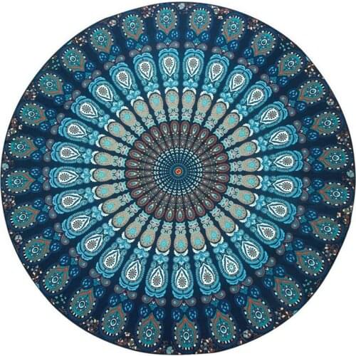 Indian Mandala Hawaii Sunproof Round Beach Throw Tapestry Hippy Boho Gypsy Tablecloth Beach Shawl 60 Inches