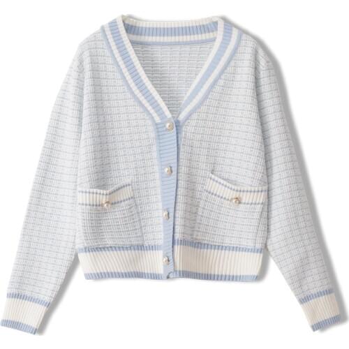 Vintage Fashion Spring Autumn Women Knitted Cardigan With Pocket Outwear Female Sweater For Women Plaid Button Lady Clothing