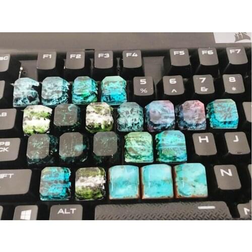 Handmade Backlight Resin Keycaps For Cherry Mx Switch Mechanical Keyboard OEM R4 Luminous Snow Mountain Jungle Wood Key Caps