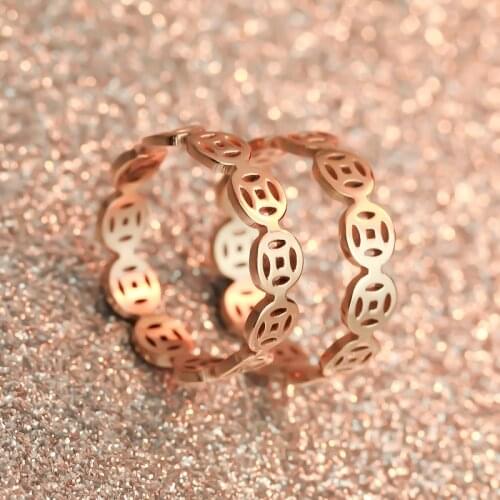 Copper Coin Lucky Chinese Coin Ring Vintage Copper Money Ring Men And Women Good Luck Hollow Ring Birthday Gift