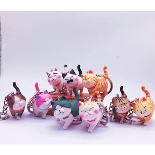 Cute Resin Keychain Cute Bowknot Cat Bells Anime Keychain Accessories Bag Car Pendant Key Chain Friend Gift Creative Keychain