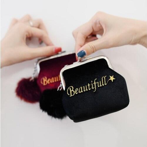 Fashion Velour Purse Zip Lady Coin Purse Bag Women Lady Retro Vintage Small Wallet Hasp Purse Clutch Money Key Card Holder Pouch
