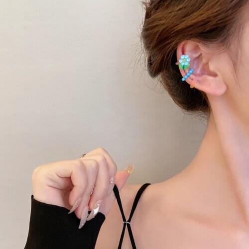 Fashion new color acrylic flower earrings female ins wind cute simple no pierced ear bone clip earrings