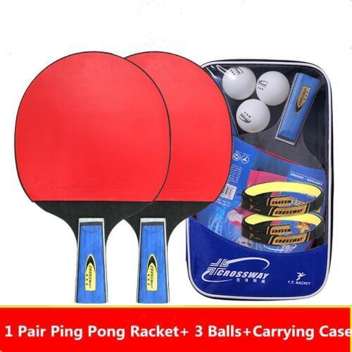 Ping Pong Paddle Set Include 2 Paddles Rackets 3 White Table Tennis Balls (3-Star) with Carrying Storage Case for Indoor Outdoor