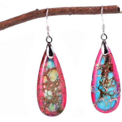 New Womens Luxury Earrings Natural Stones Japser Water Drop Earring Dropship Wholesale